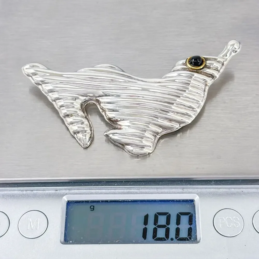 Vintage Mexico Taxco Sterling Silver 925 Onyx Seal Brooch